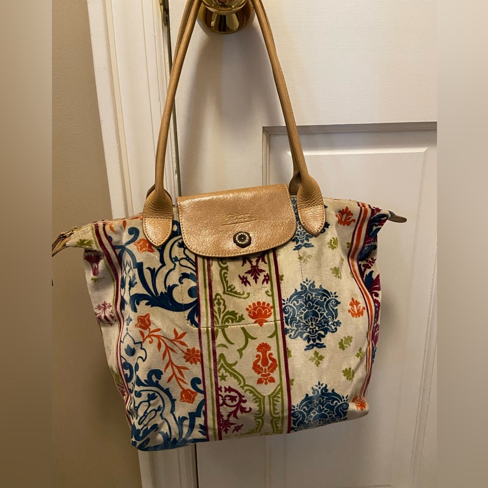 Longchamp Vintage Shoulder Bag in Autumn Print